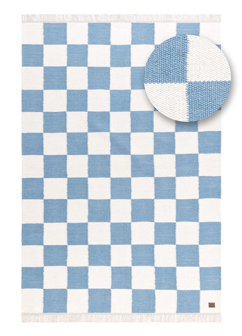 Käsinkudottu matto Nordic Check 140x200 cm - Kyyhkynsininen - Kodintekstiilit & matot - Matto - Moderni matto - Villamatto