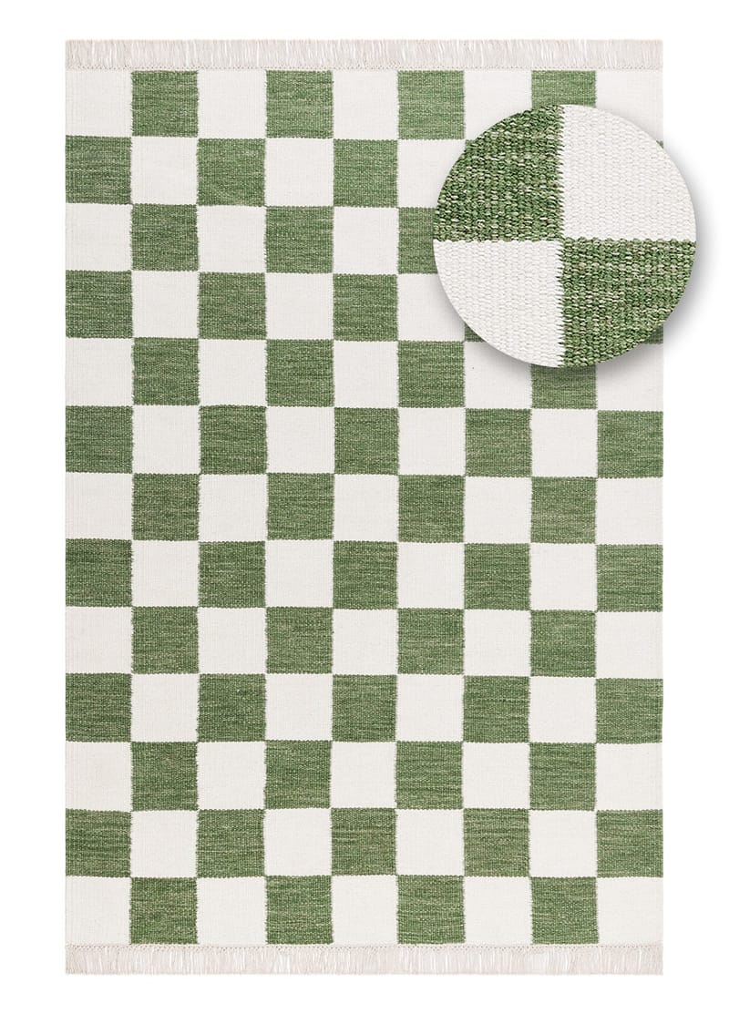 Käsinkudottu matto Nordic Check 140x200 cm - Smaragdinvihreä - Kodintekstiilit & matot - Matto - Moderni matto - Villamatto