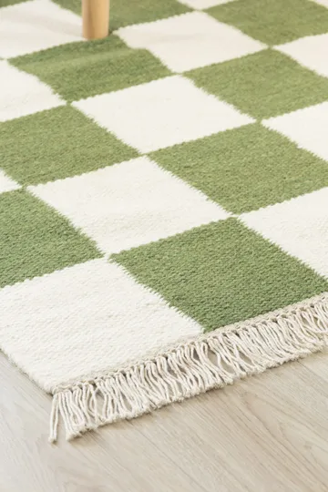 Käsinkudottu matto Nordic Check 140x200 cm - Smaragdinvihreä - Kodintekstiilit & matot - Matto - Moderni matto - Villamatto