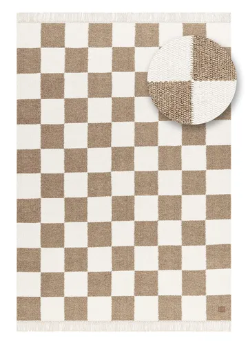 Käsinkudottu matto Nordic Check 160x230 cm - Suklaa - Kodintekstiilit & matot - Matto - Moderni matto - Villamatto