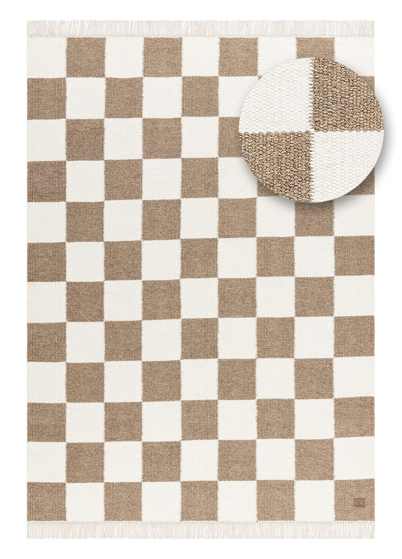 Käsinkudottu matto Nordic Check 200x300 cm - Suklaa - Kodintekstiilit & matot - Matto - Moderni matto - Villamatto