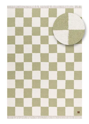 Käsinkudottu matto Nordic Check 200x300 cm - Vihreä - Kodintekstiilit & matot - Matto - Moderni matto - Villamatto