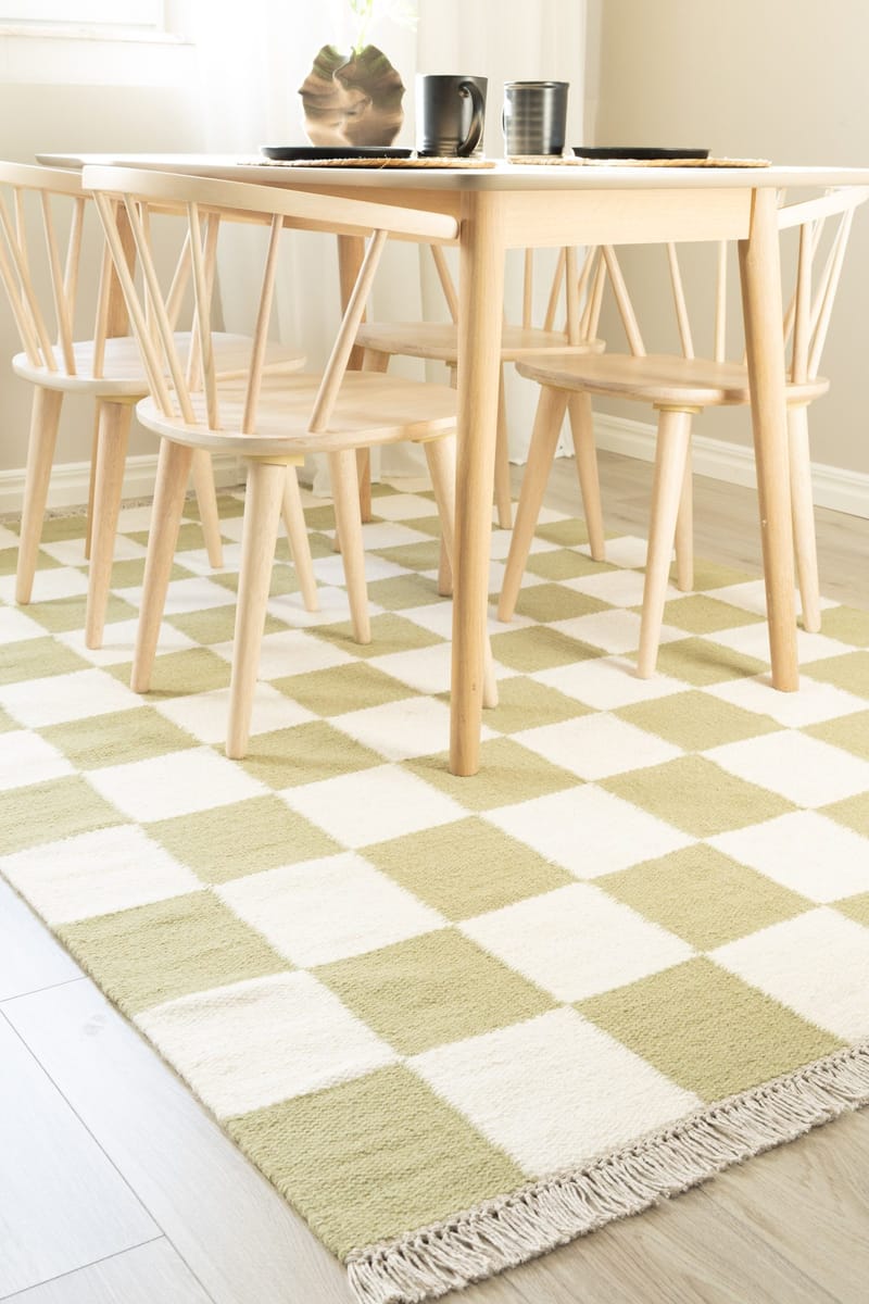 Käsinkudottu matto Nordic Check 240x340 cm - Vihreä - Kodintekstiilit & matot - Matto - Moderni matto - Villamatto