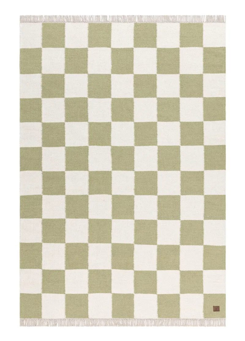 Käsinkudottu matto Nordic Check 240x340 cm, Vihreä