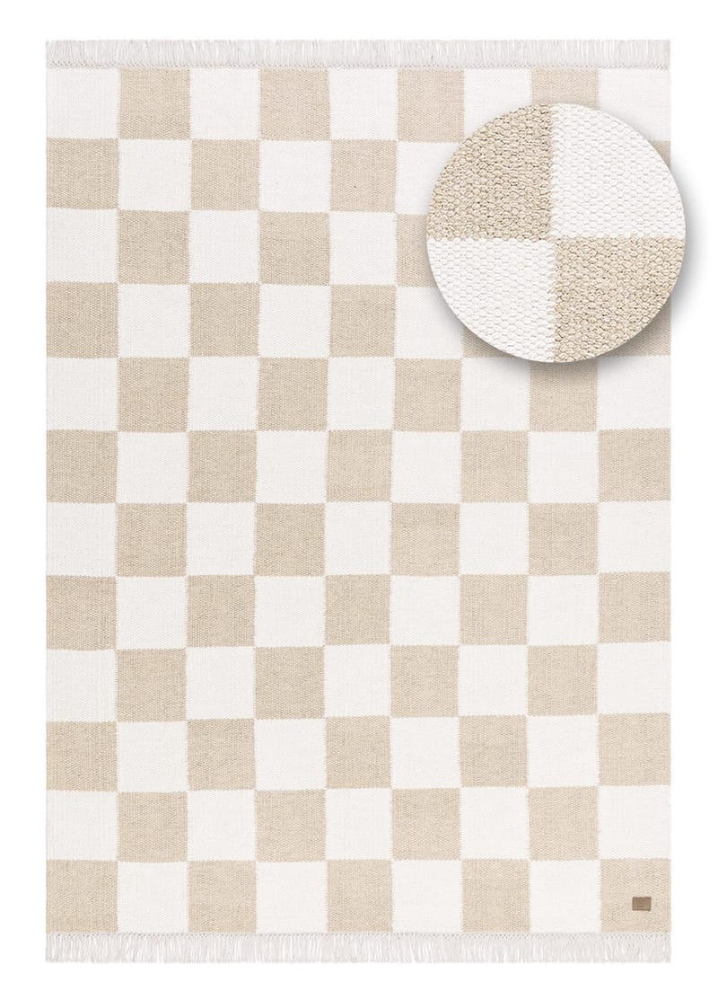 Käsinkudottu matto Nordic Check 240x340 cm - Pellava - Kodintekstiilit & matot - Matto - Moderni matto - Villamatto