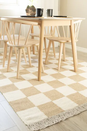 Käsinkudottu matto Nordic Check 240x340 cm - Pellava - Kodintekstiilit & matot - Matto - Moderni matto - Villamatto