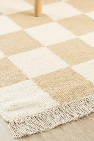 Käsinkudottu matto Nordic Check 240x340 cm - Pellava - Kodintekstiilit & matot - Matto - Moderni matto - Villamatto