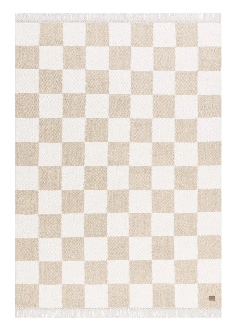 Käsinkudottu matto Nordic Check 240x340 cm, Pellava