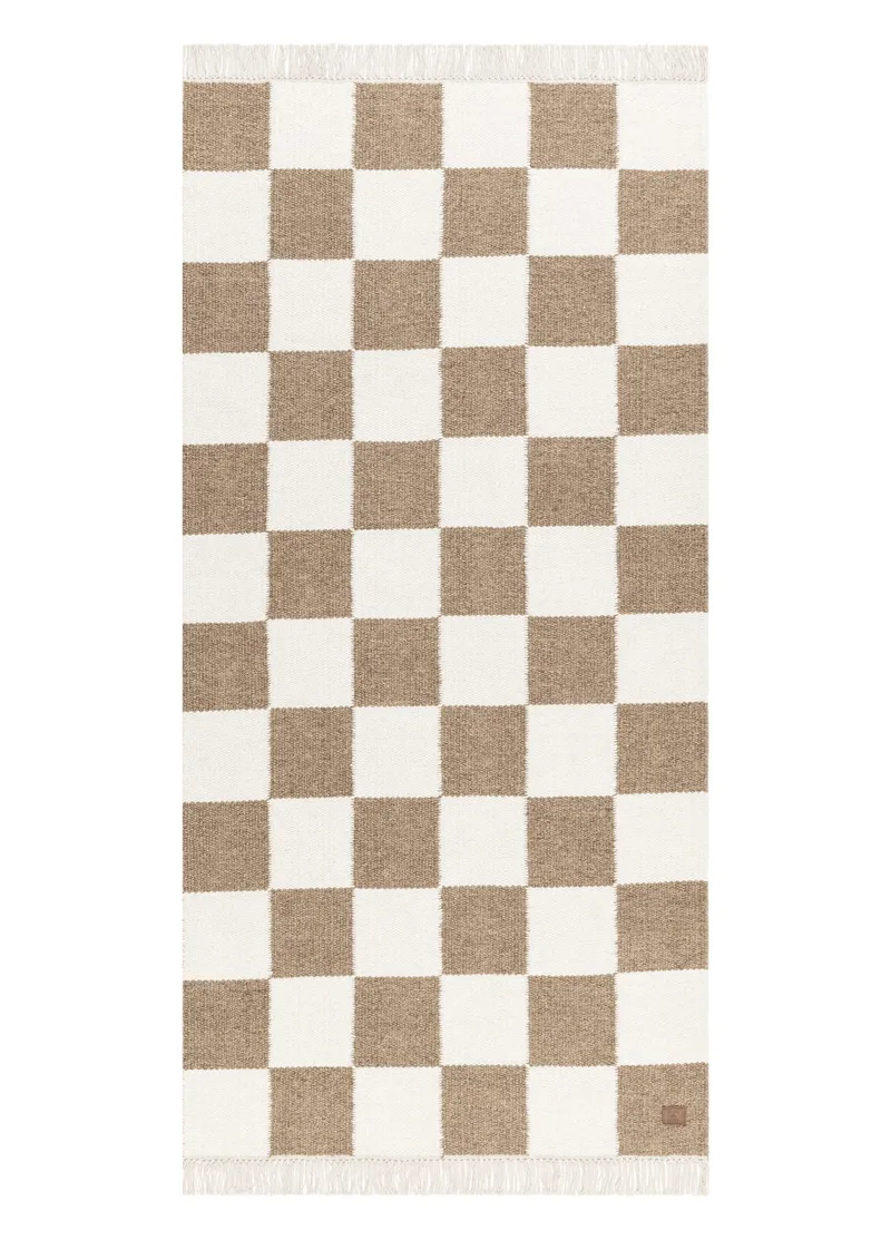 Käsinkudottu matto Nordic Check 75x200 cm, Suklaa