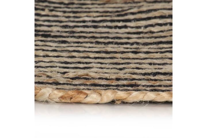 Käsintehty pyöreä juuttimatto mustalla spiraalikuviolla 90cm - Musta - Juuttimatto & Hamppumatto - Sisalmatto