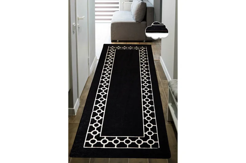 Käytävämatto Jassu 80x200 cm Suorakaide, Musta