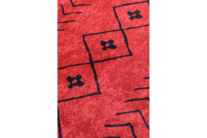 Käytävämatto Kezban 100x300 cm - Punainen/musta/sametti - Käytävämatto