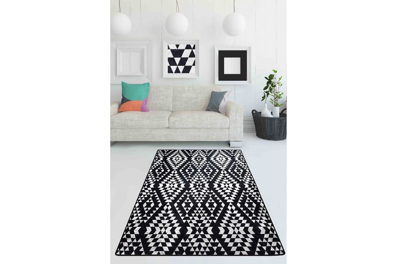 Käytävämatto Lulubel 100x300 cm - Valkoinen/musta/sametti - Kodintekstiilit & matot - Matto - Moderni matto - Käytävämatto