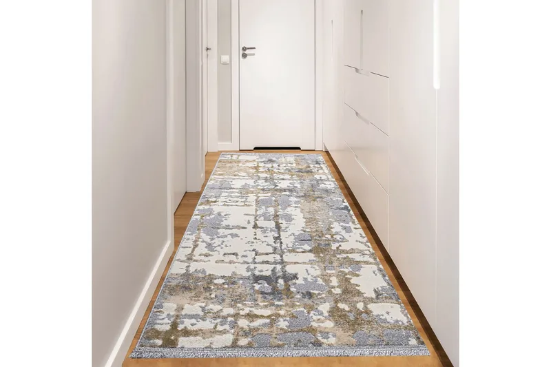 Käytävämatto Naveena 100x500 cm Suorakaide, Harmaa/Beige/Kerma