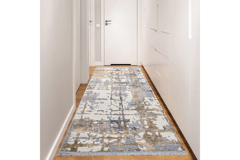 Käytävämatto Naveena 120x350 cm Suorakaide - Harmaa/Beige/Kerma - Käytävämatto