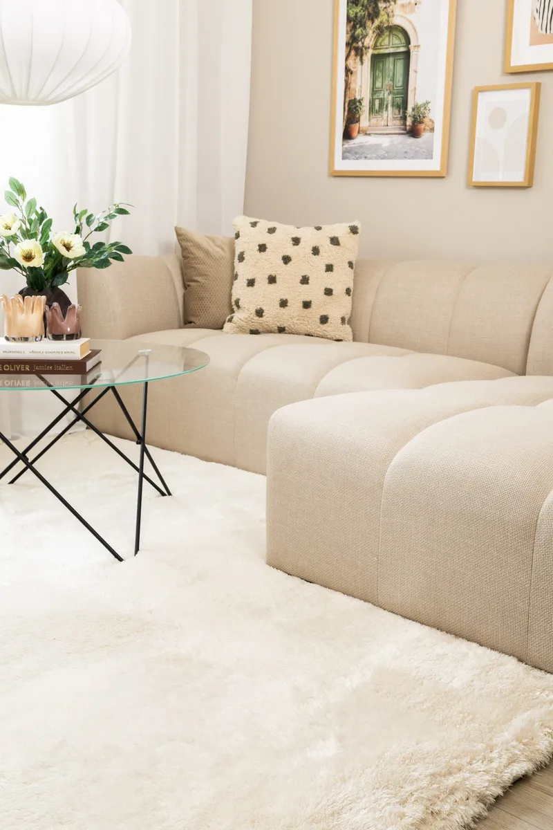 Konekudottu matto KM Home Novelle NELIÖ 200x200 Creme - Creme - Kodintekstiilit & matot - Matto - Moderni matto - Nukkamatto
