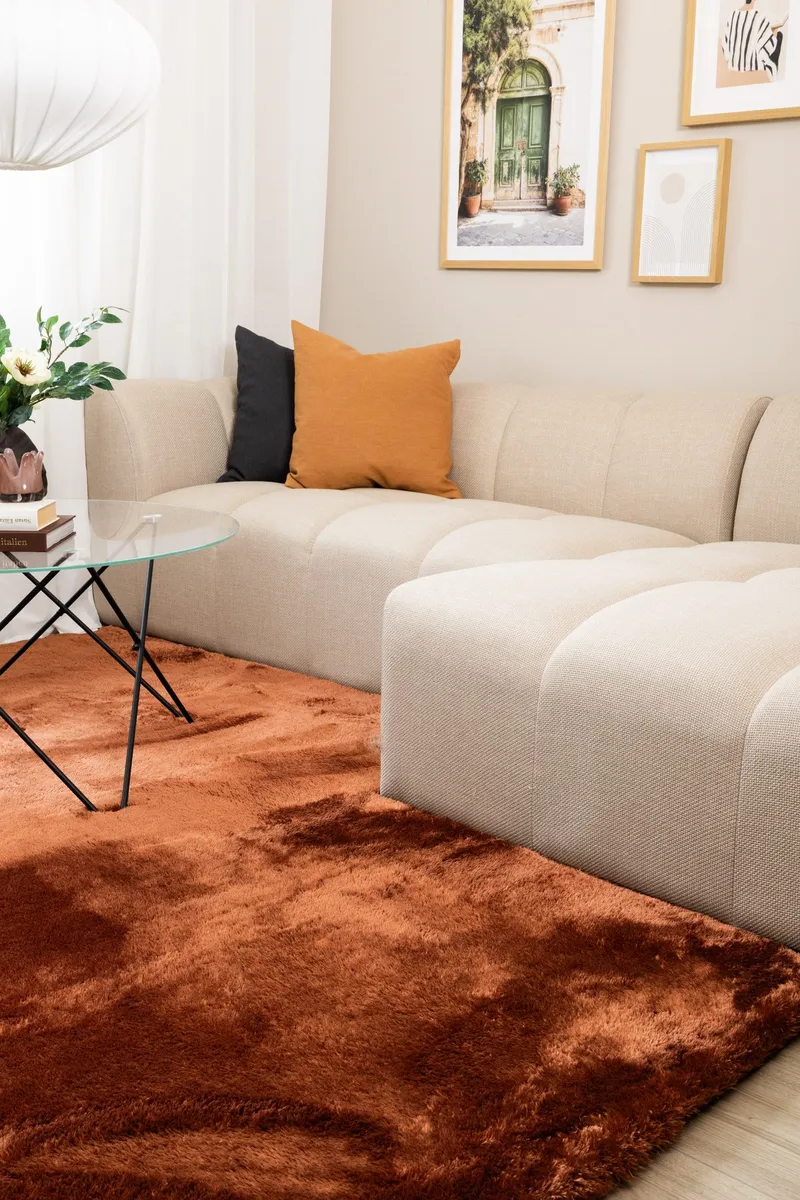 Konekudottu matto KM Home Novelle NELIÖ 200x200 Kupari - Kupari - Kodintekstiilit & matot - Matto - Moderni matto - Nukkamatto