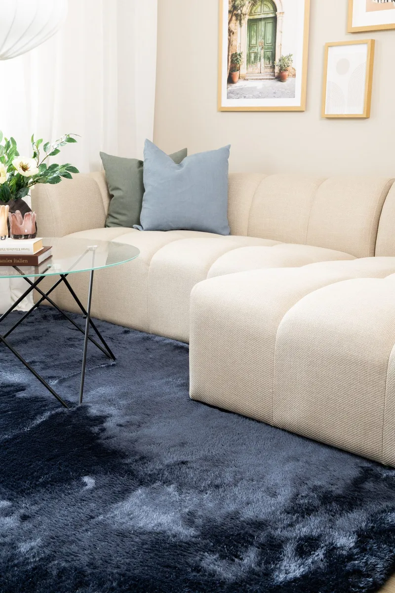 Konekudottu matto KM Home Novelle NELIÖ 200x200 Sininen - Sininen - Kodintekstiilit & matot - Matto - Moderni matto - Nukkamatto