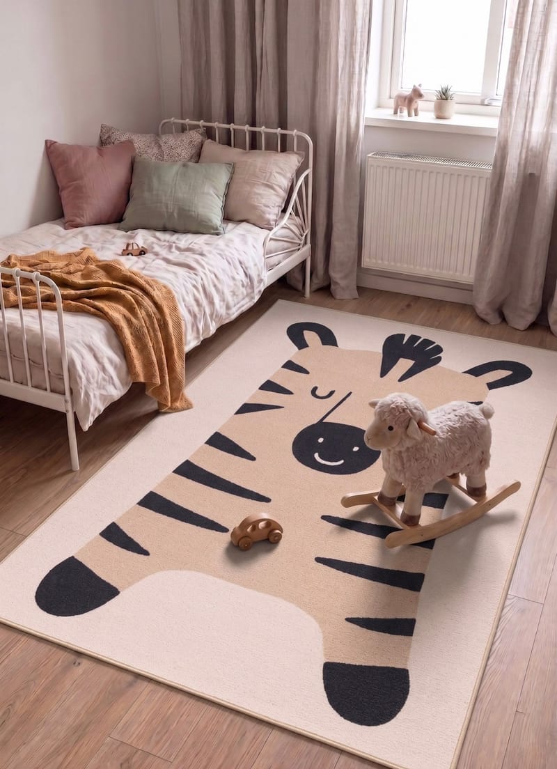 Konekudottu matto KM Home Play Zebra 120x160 Pellava - Pellava - Kodintekstiilit & matot - Matto - Moderni matto - Wilton-matto