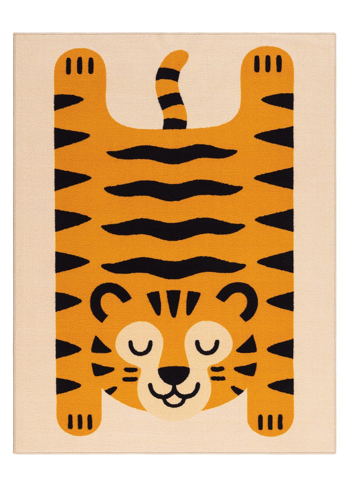 Konekudottu matto KM Home Play Tiger 140x200 Pellava - Pellava