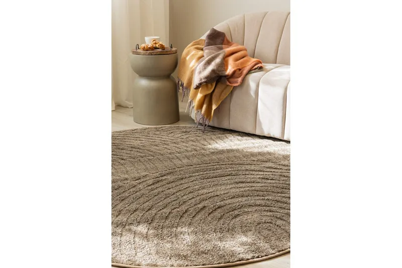Koneneulottu matto Genova Zen Pyöreä - 120x120 cm, Mokka - Kodintekstiilit & matot - Matto - Moderni matto - Wilton-matto