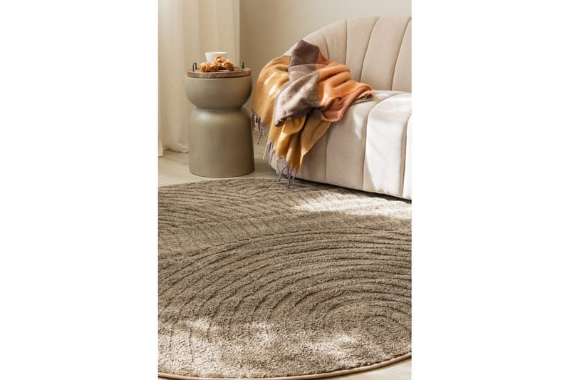 Koneneulottu matto Genova Zen Pyöreä - 240x240 cm, Mokka - Kodintekstiilit & matot - Matto - Moderni matto - Wilton-matto
