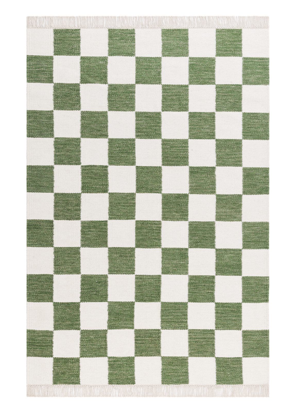 Käsinkudottu matto Nordic Check 200x300 cm - Smaragdinvihreä