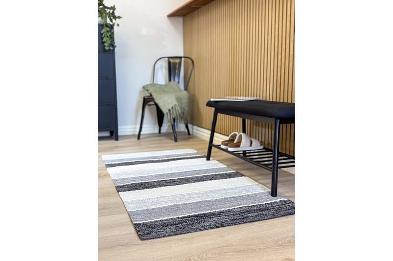 Lankamatto Båstad - 75x220 cm, Musta - Kodintekstiilit & matot - Matto - Moderni matto - Puuvillamatto