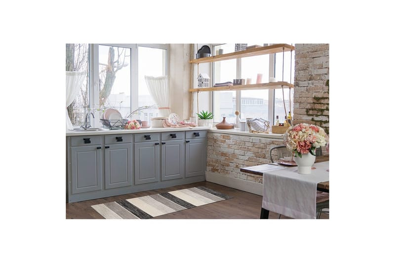 Lankamatto Båstad - 75x220 cm, Musta - Kodintekstiilit & matot - Matto - Moderni matto - Puuvillamatto