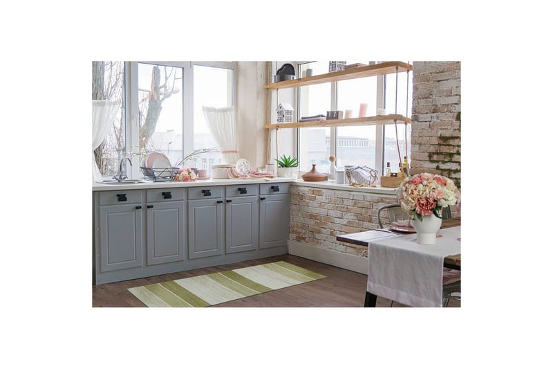 Lankamatto Båstad - 75x220 cm, Vihreä - Kodintekstiilit & matot - Matto - Moderni matto - Puuvillamatto