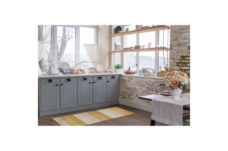 Lankamatto Båstad - 75x280 cm, Keltainen - Kodintekstiilit & matot - Matto - Moderni matto - Puuvillamatto