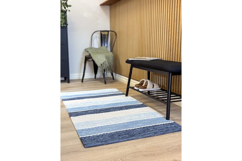 Lankamatto Båstad - 75x280 cm, Sininen - Kodintekstiilit & matot - Matto - Moderni matto - Puuvillamatto