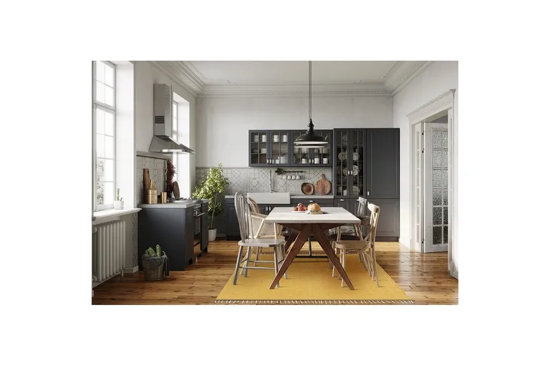 Lankamatto Line - 130x190 cm, Keltainen - Kodintekstiilit & matot - Matto - Moderni matto - Puuvillamatto