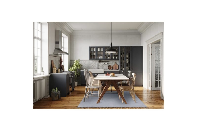 Lankamatto Line - 160x230 cm, Kyyhkynsininen - Kodintekstiilit & matot - Matto - Moderni matto - Puuvillamatto