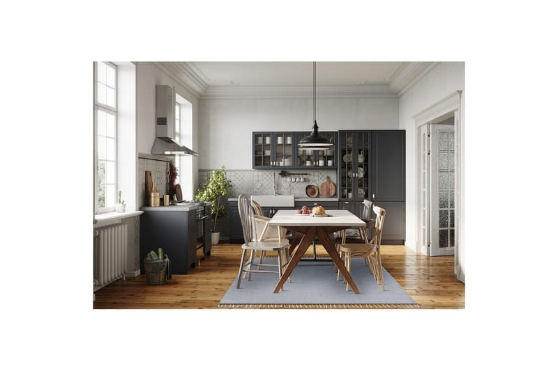 Lankamatto Line - 160x230 cm, Kyyhkynsininen - Kodintekstiilit & matot - Matto - Moderni matto - Puuvillamatto