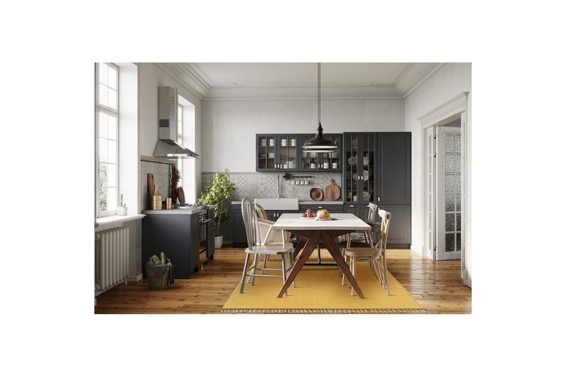 Lankamatto Line - 200x300 cm, Keltainen - Kodintekstiilit & matot - Matto - Moderni matto - Puuvillamatto
