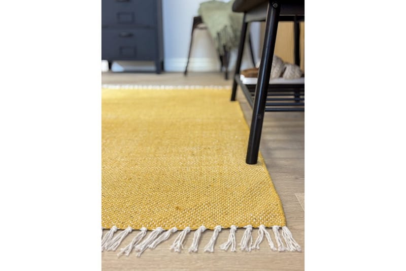 Lankamatto Line - 200x300 cm, Keltainen - Kodintekstiilit & matot - Matto - Moderni matto - Puuvillamatto