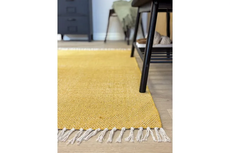 Lankamatto Line - 200x300 cm, Keltainen - Kodintekstiilit & matot - Matto - Moderni matto - Puuvillamatto
