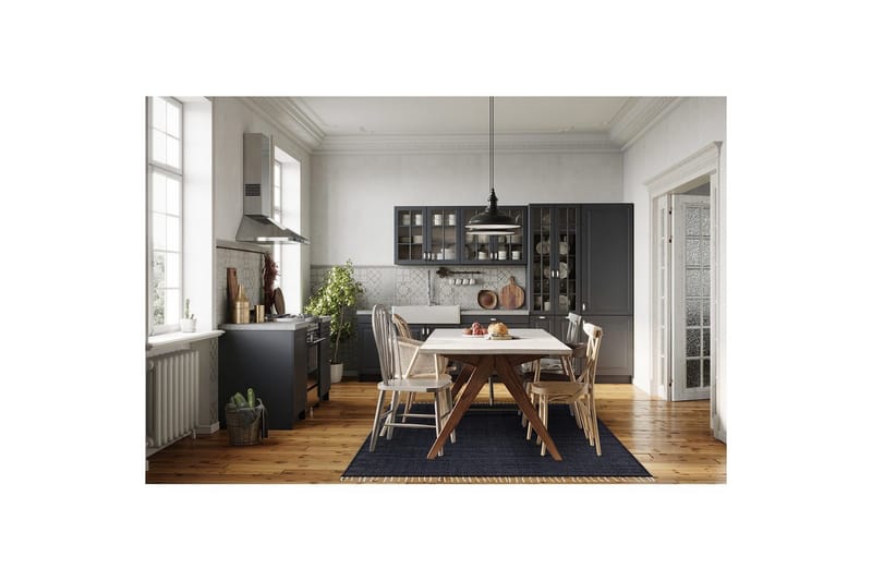 Lankamatto Line - 200x300 cm, Laivastonsininen - Kodintekstiilit & matot - Matto - Moderni matto - Puuvillamatto