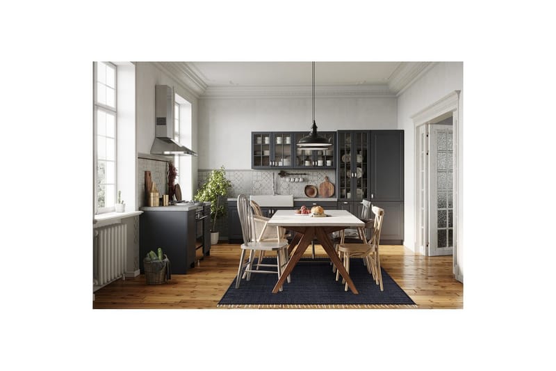 Lankamatto Line - 200x300 cm, Laivastonsininen - Kodintekstiilit & matot - Matto - Moderni matto - Puuvillamatto