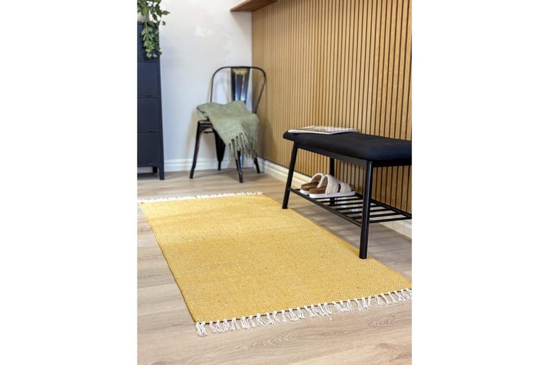 Lankamatto Line - 75x220 cm, Keltainen - Kodintekstiilit & matot - Matto - Moderni matto - Puuvillamatto