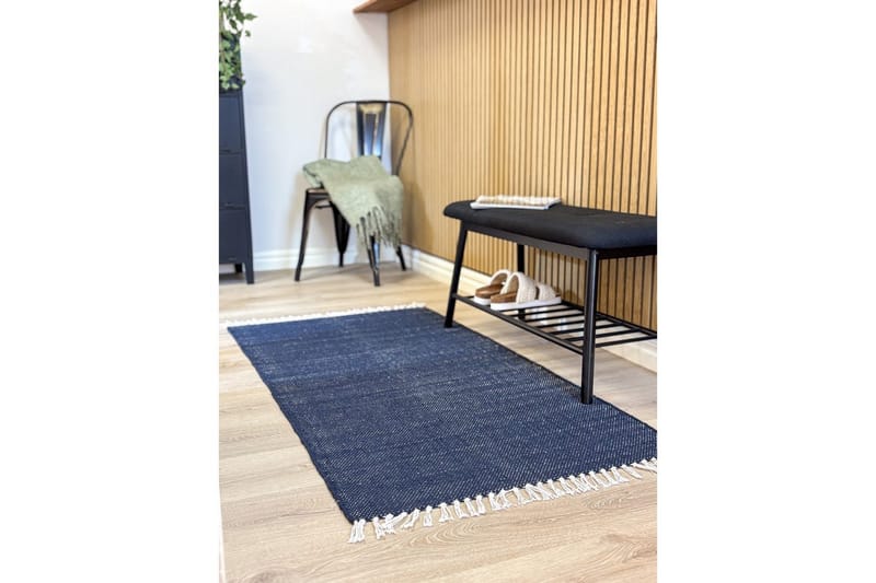 Lankamatto Line - 75x220 cm, Laivastonsininen - Kodintekstiilit & matot - Matto - Moderni matto - Puuvillamatto