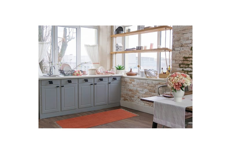 Lankamatto Line - 75x220 cm, Terrakotta - Kodintekstiilit & matot - Matto - Moderni matto - Puuvillamatto