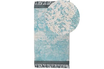 Matto Akarsu - Sininen, Beige, 80x150 cm - Kodintekstiilit & matot - Matto - Moderni matto - Viskoosimatto & keinosilkkimatto