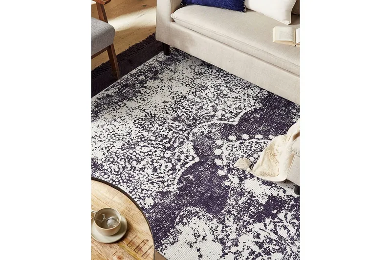 Matto Akarsu - Violetti, valkoinen, 140x200 cm - Kodintekstiilit & matot - Matto - Moderni matto - Viskoosimatto & keinosilkkimatto