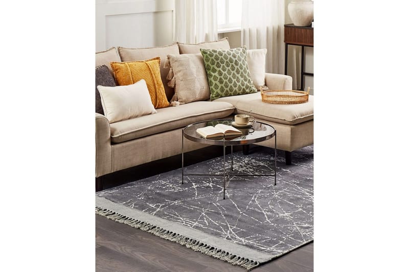 Matto Hanli - Harmaa, valkoinen, 140x200 cm - Kodintekstiilit & matot - Matto - Moderni matto - Viskoosimatto & keinosilkkimatto