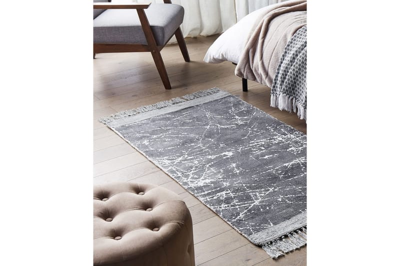 Matto Hanli - Harmaa, valkoinen, 80x150 cm - Kodintekstiilit & matot - Matto - Moderni matto - Viskoosimatto & keinosilkkimatto