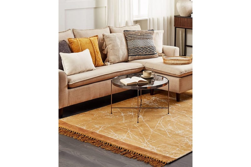 Matto Hanli - Oranssi, valkoinen, 140x200 cm - Kodintekstiilit & matot - Matto - Moderni matto - Viskoosimatto & keinosilkkimatto