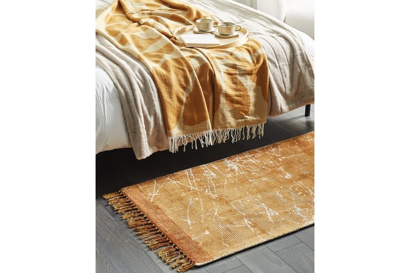 Matto Hanli - Oranssi, valkoinen, 80x150 cm - Kodintekstiilit & matot - Matto - Moderni matto - Viskoosimatto & keinosilkkimatto