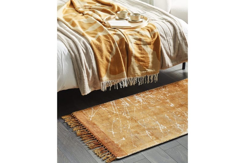 Matto Hanli - Oranssi, valkoinen, 80x150 cm - Kodintekstiilit & matot - Matto - Moderni matto - Viskoosimatto & keinosilkkimatto